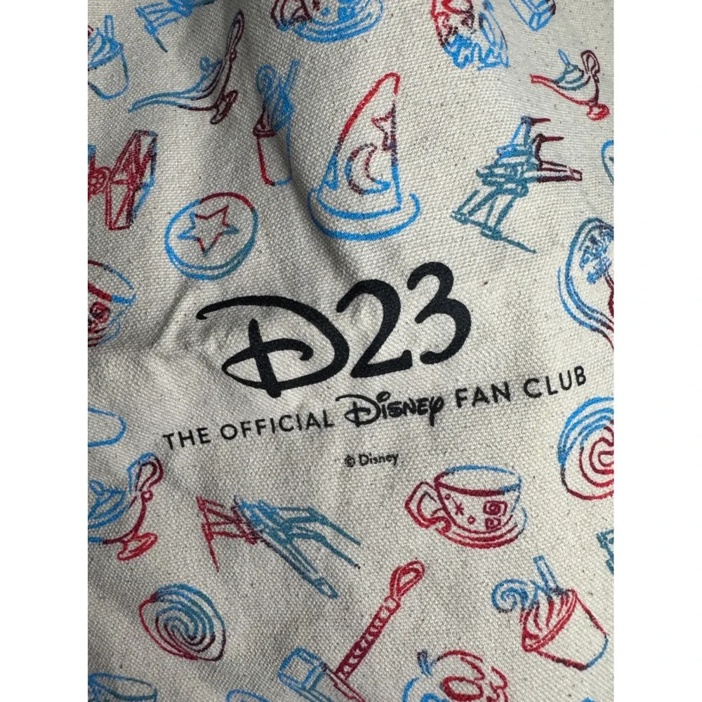Disney D23 Official Fan Club Tote Bag Cream Canvas Star Wars Marvel Sketch Print